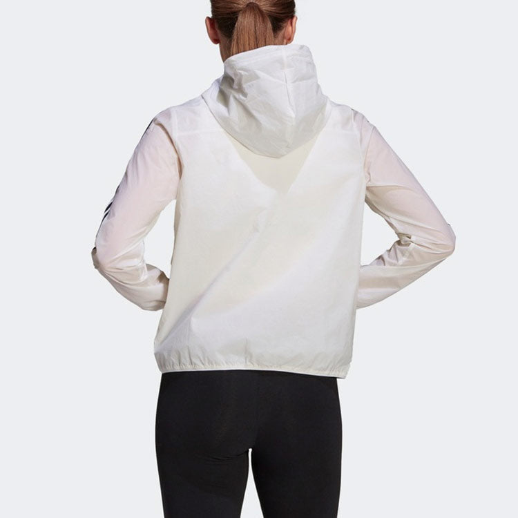 Куртка (WMNS) adidas W 3s Wb Sports Training Hooded Woven Jacket White GQ0594 — фото 3
