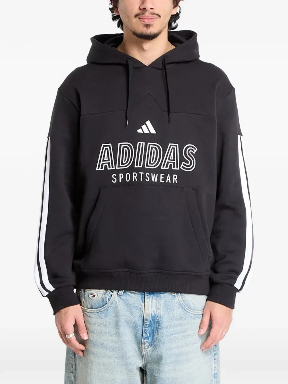 Худи House of Tiro с логотипом и тремя полосками Adidas, черный
