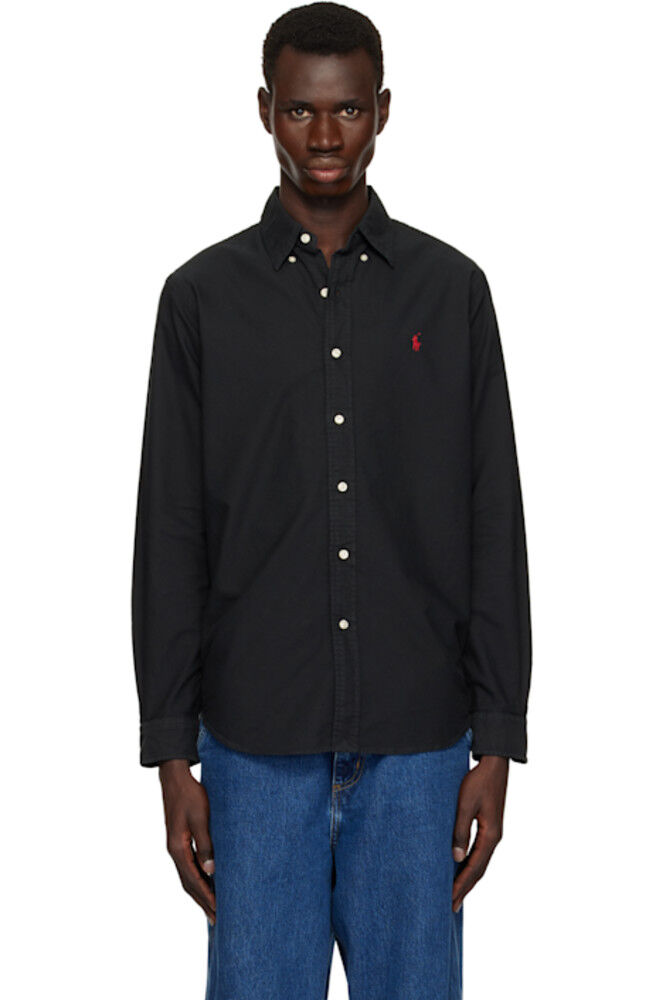 

Черная классическая рубашка Оксфорд, окрашенная в готовом виде Polo Ralph Lauren