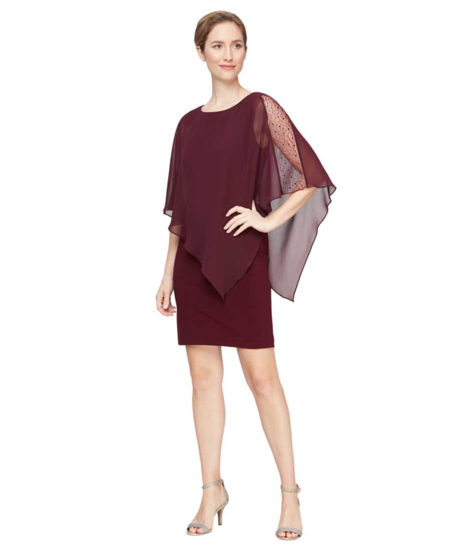 

Платье-футляр асимметричной формы с накидкой, миниатюрное SL Fashions, Fig