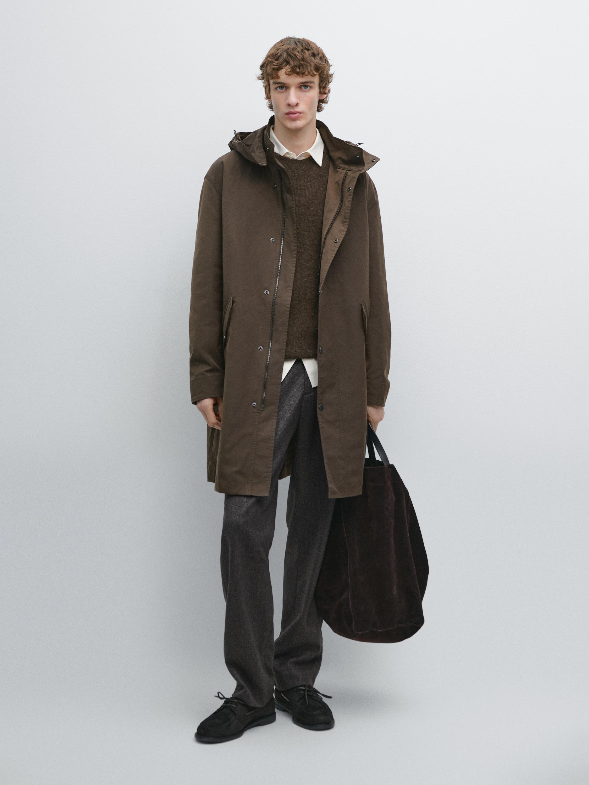 

Длинная техническая парка со съемной подкладкой Massimo Dutti, carey