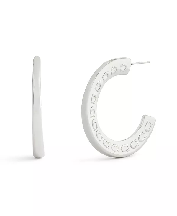 

Минималистичные серьги-кольца Signature c Coach, rhodium