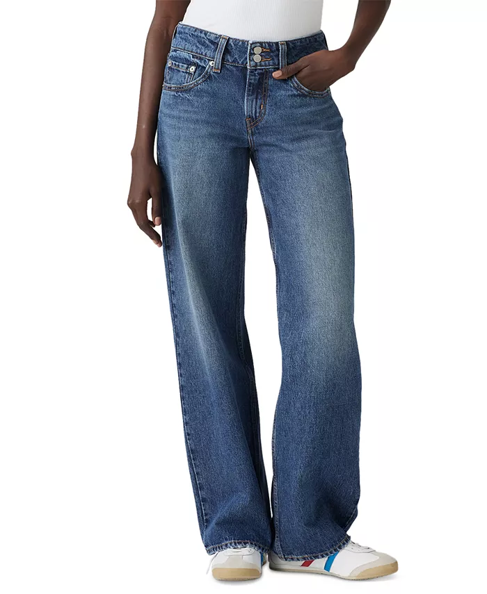 Женские джинсы Super-Low с двойной пуговицей, свободного кроя Levi's, синий — фото 4