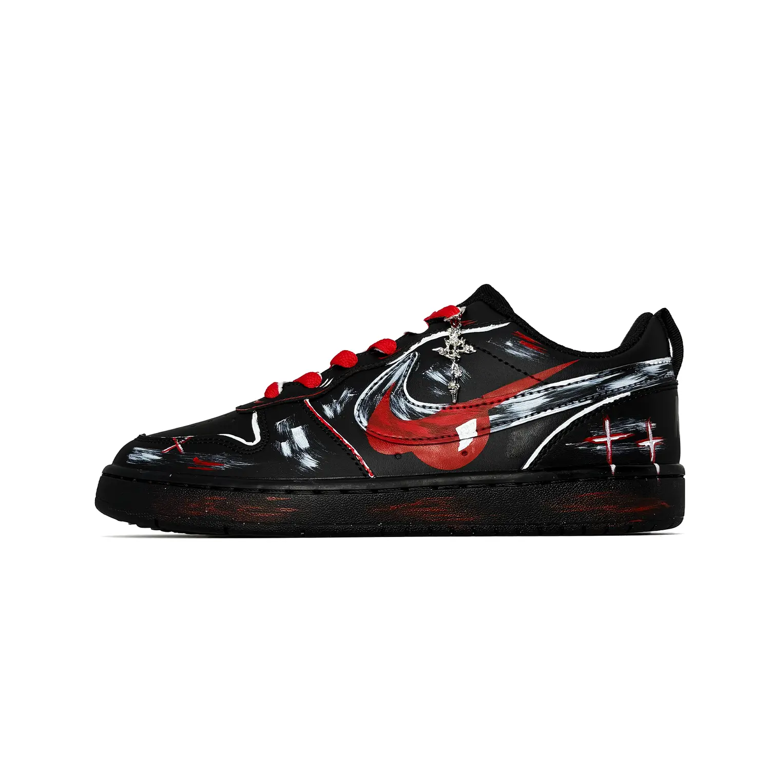 

Nike Court Borough Gothic Rubies Synthetic Leather Abrasion Resistant Slip Resistant Low top Skateboard Shoes Black