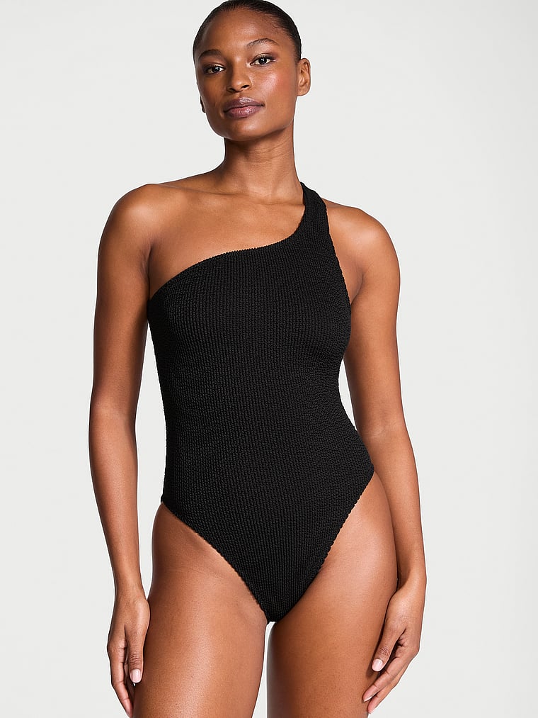 

Слитный купальник с жатым эффектом на одно плечо Victoria'S Secret Swim, черный