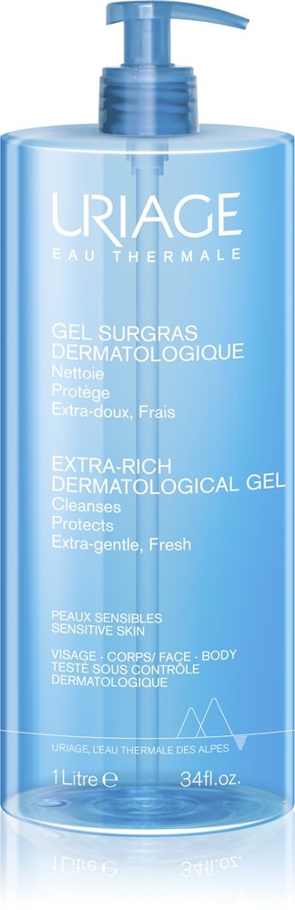 

Hygiène экстра-обогащенный дерматологический очищающий гель для лица и тела Uriage, 1000 мл