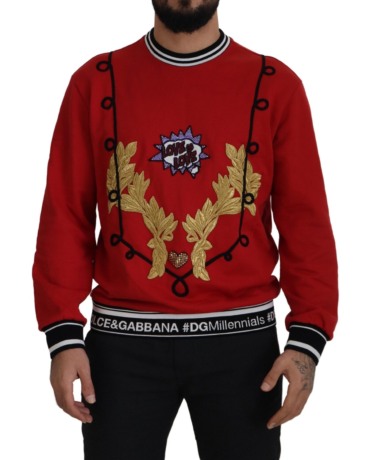 

Ослепительный красный свитер-пуловер с пайетками Dolce & Gabbana