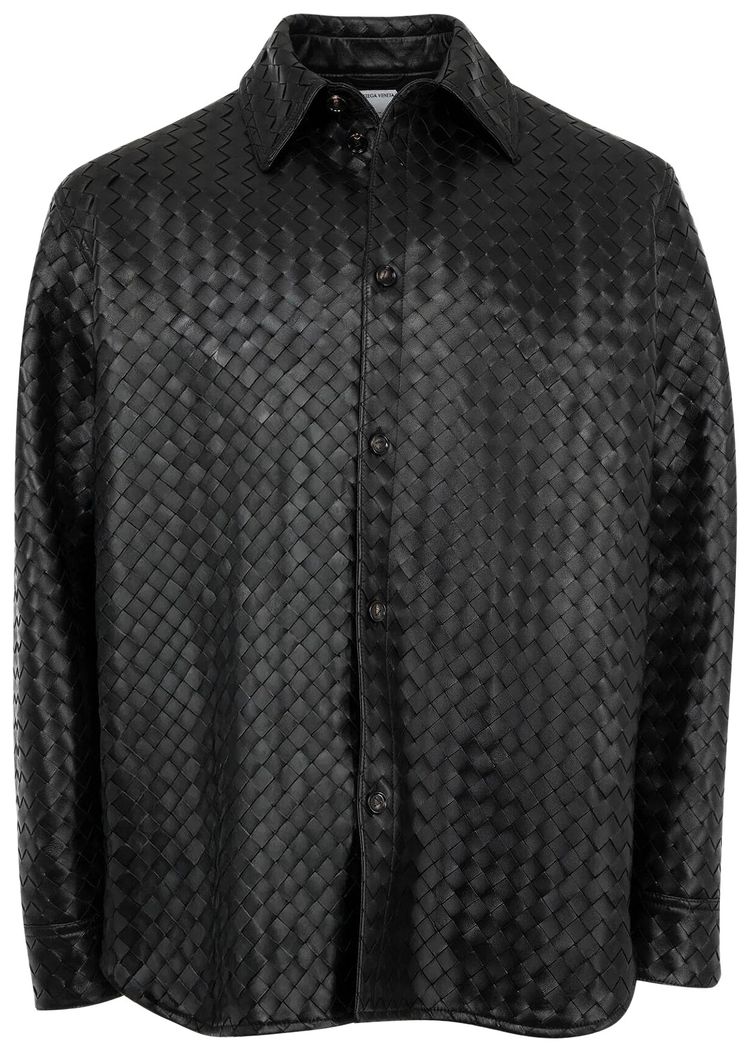 

Рубашка Bottega Veneta Leather Long-Sleeve Shirt 'Black', черный