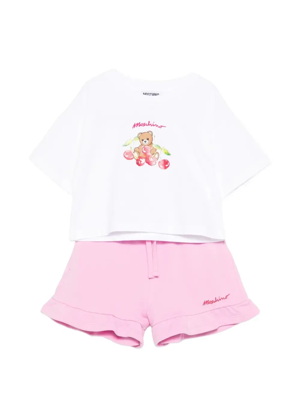 Комплект из топа и шорт с принтом Moschino Kids, белый
