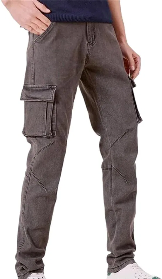Джинсы карго с эластичным поясом, серый