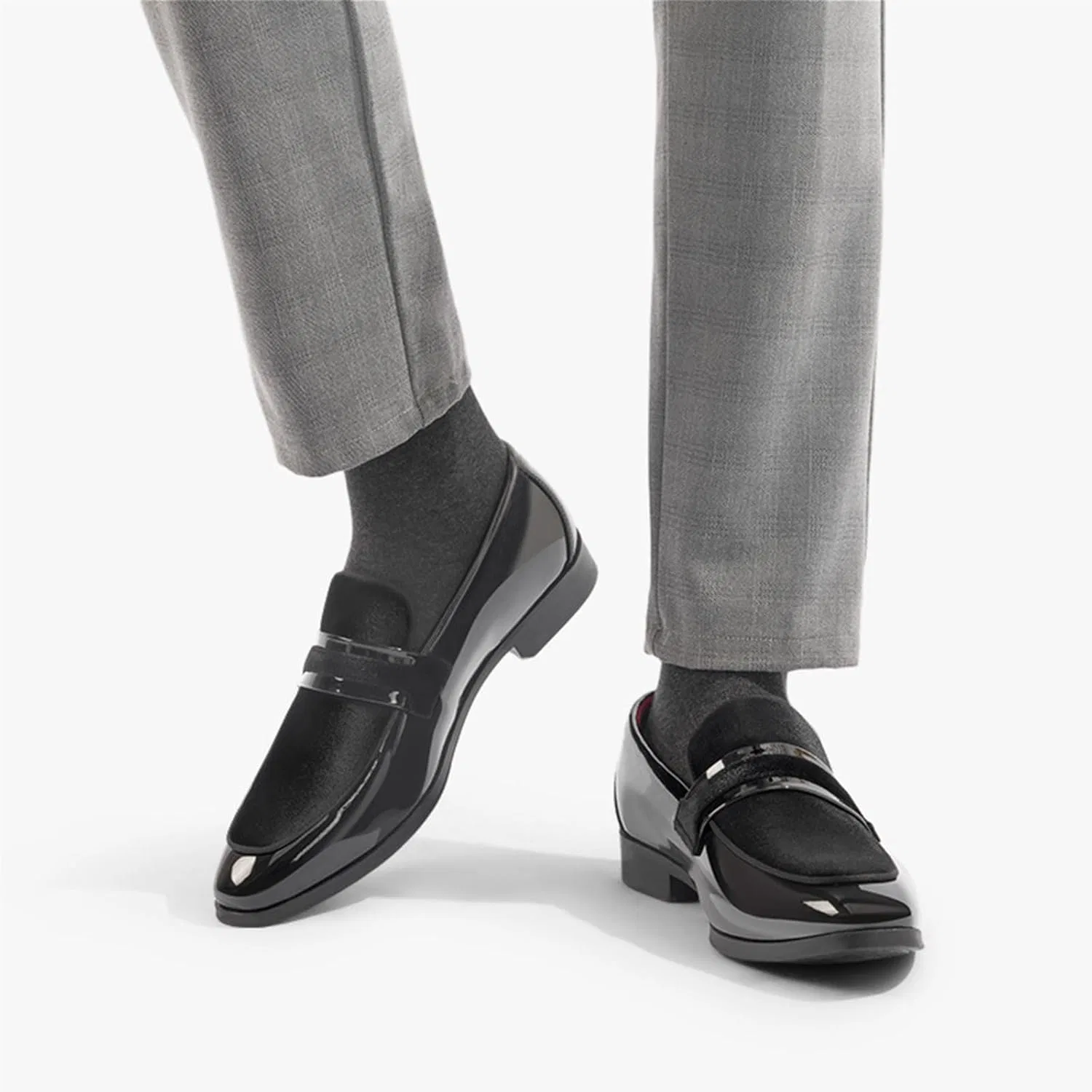 Лоферы кожаные лаковые на каблуке, Mens, классические, Black NVBUKE — фото 2