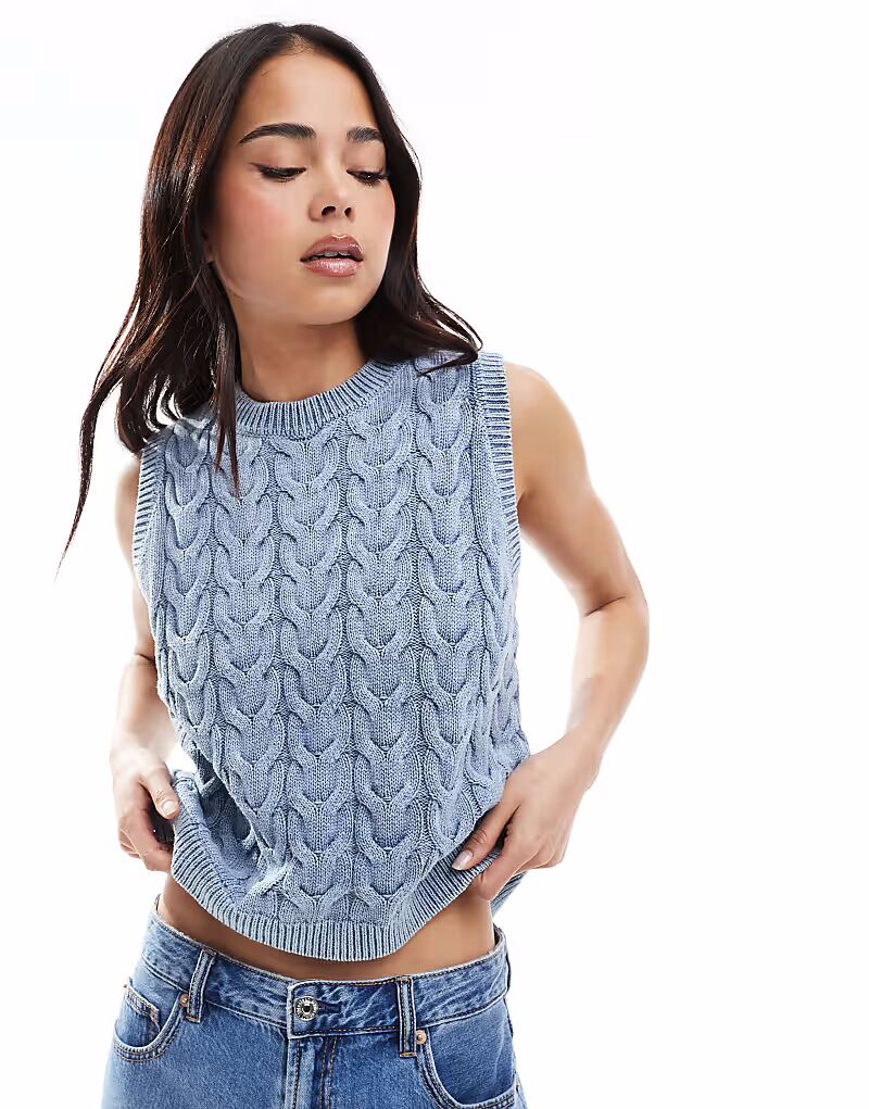 

Топ-топ с косичками ASOS DESIGN синего цвета