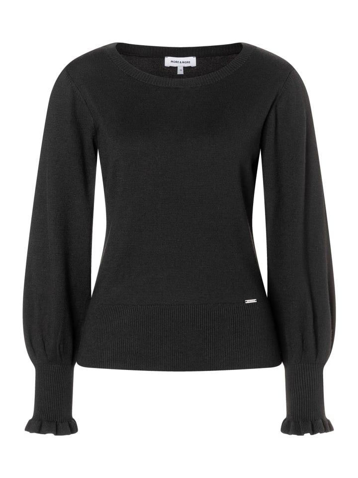 

Женственный, тонкий короткий свитер из смесовой вискозы черного цвета More & More