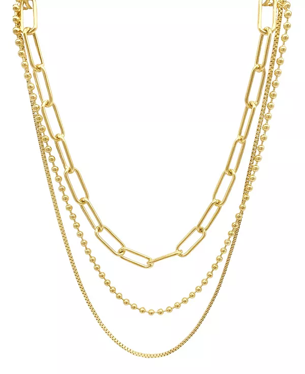 

Комплект из цепочки-коробки, цепочки с шариками и крупной цепочкой-скрепкой Adornia, yellow