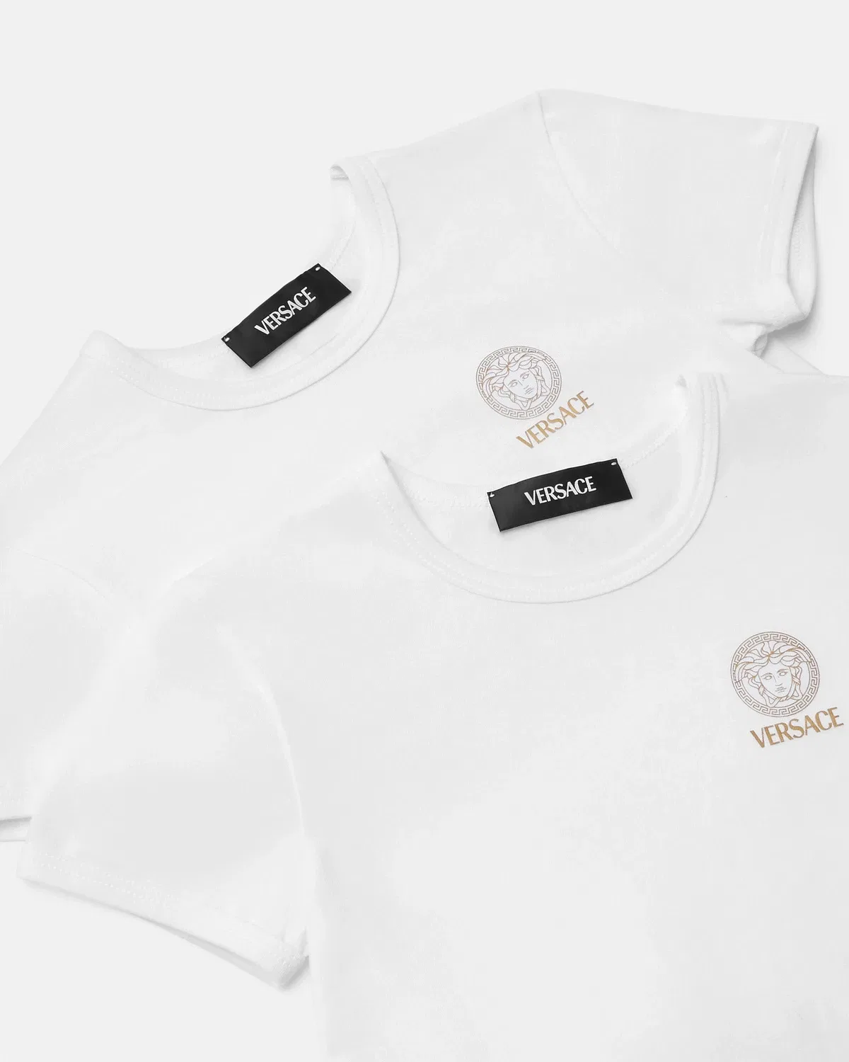 Детские майки из хлопкового джерси с принтом, 2 штуки в упаковке VERSACE, белый — фото 4