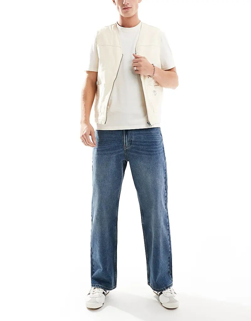 

Свободные прямые джинсы средне-синего цвета Pull&Bear