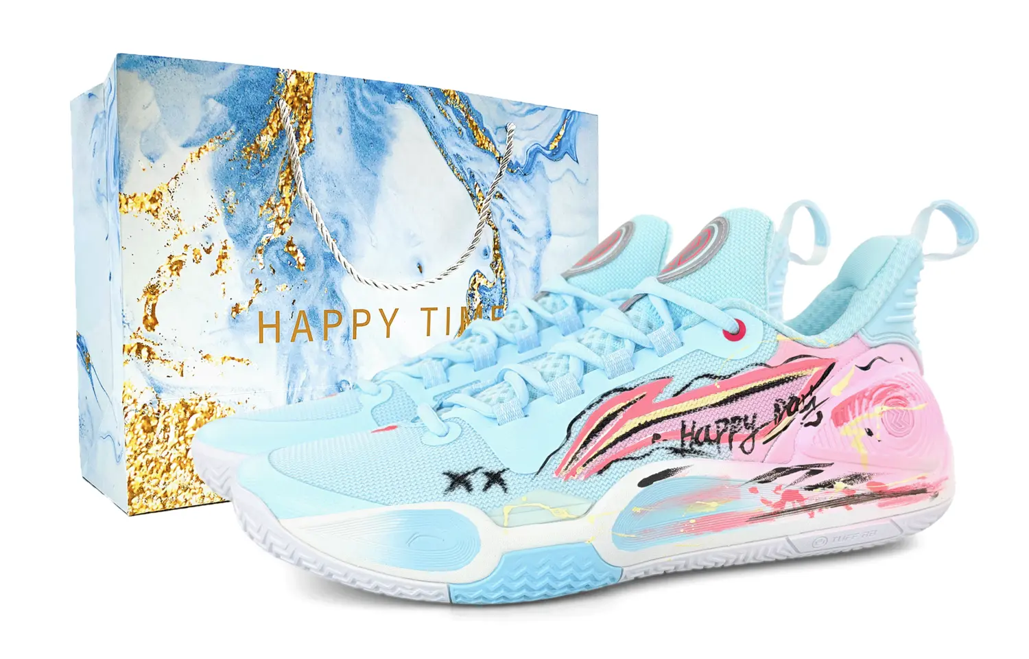 

Мужские баскетбольные кроссовки Li Ning Speed 9 с противоскользящей амортизацией и низким верхом., синий розовый