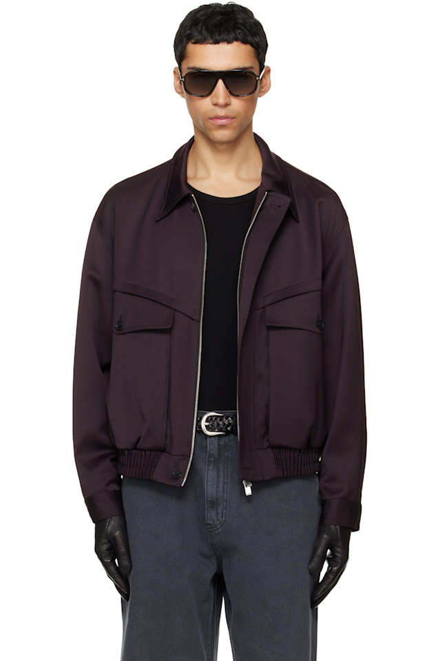 

Tonywack Куртка-Бомбер из шерсти и вискозы бордового цвета