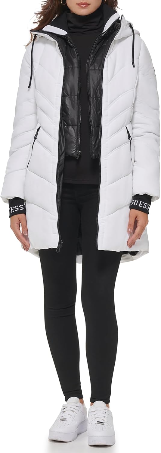 

GUESS женская куртка-пуховик Guess средней толщины, Water Resistant White