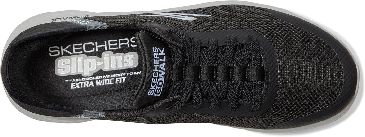 Мужские слипоны Skechers Go Walk Flex Hands Free, Black Grey — фото 3