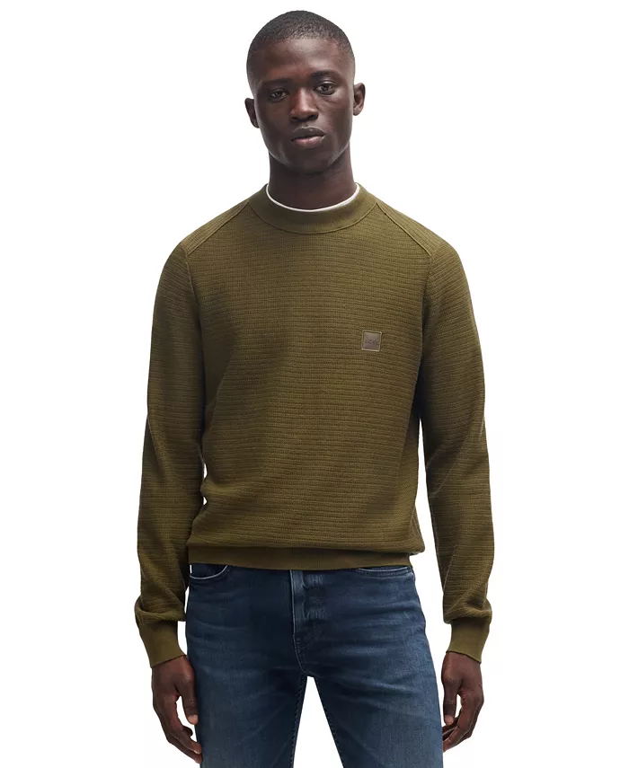 

Мужской свитер Regular-Fit с логотипом Hugo Boss, зеленый