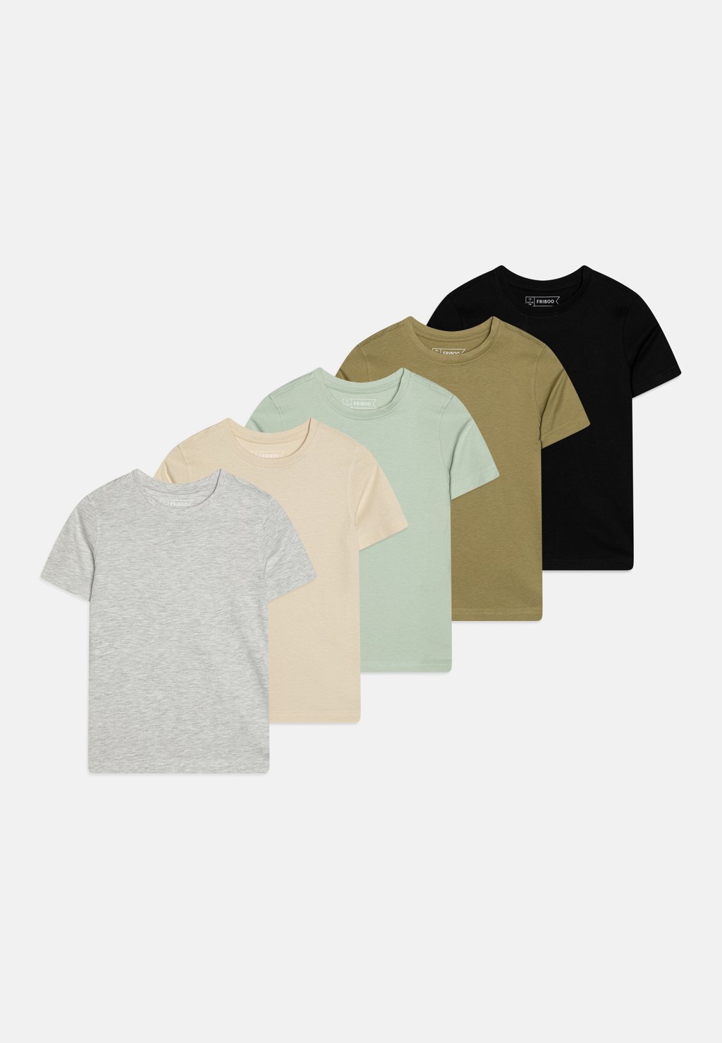 

Футболка базовая UNISEX 5 PACK Friboo, цвет black/olive/beige