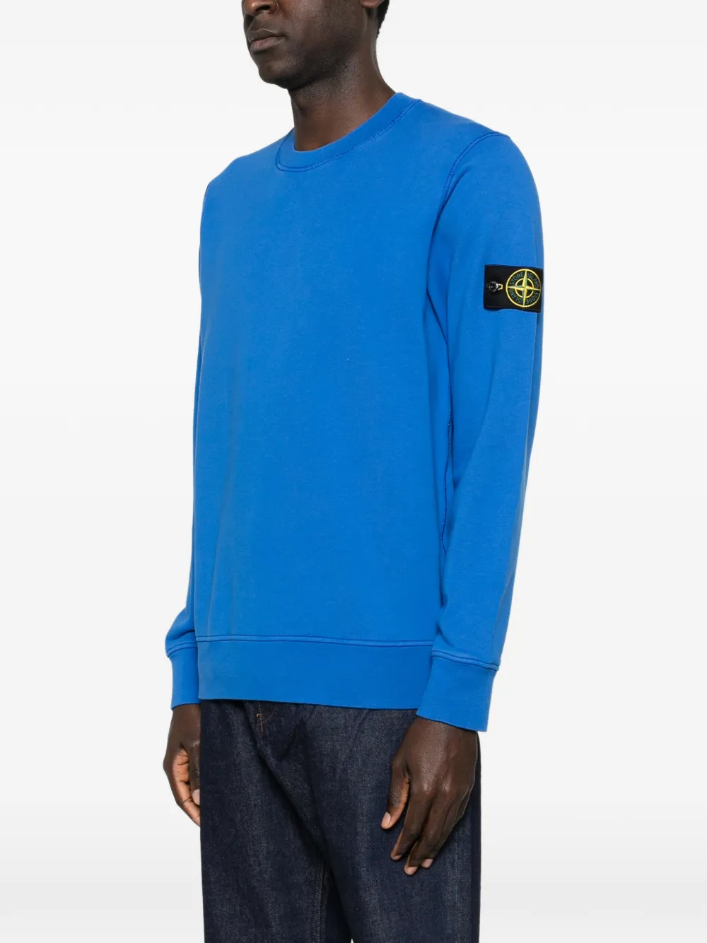 Свитшот с нашивкой и круглым вырезом Stone Island, синий — фото 3
