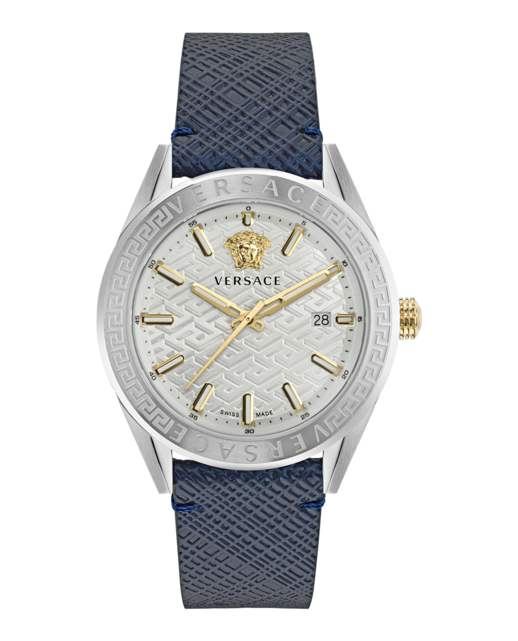 

Кожаные часы V-Code Versace, цвет blue/stainless steel/silver-ve6a00123
