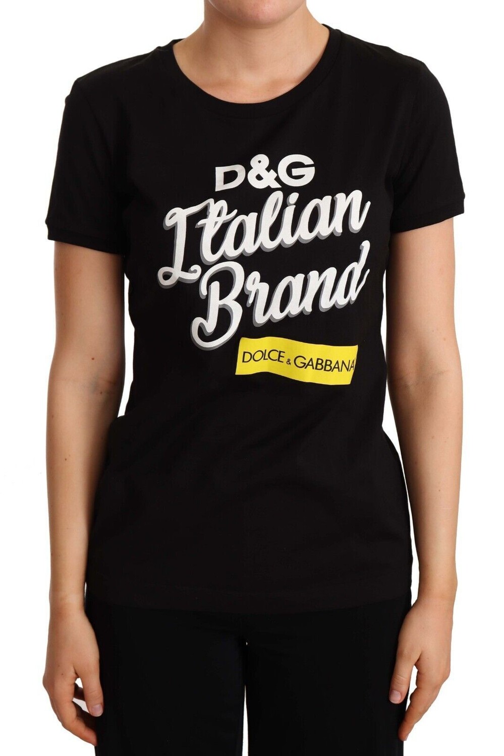 

Элегантная черная хлопковая футболка с ярким логотипом Dolce & Gabbana