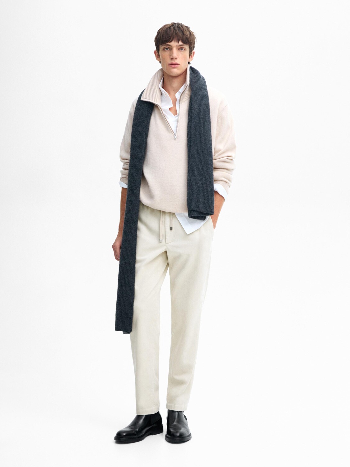 

Вельветовые брюки-джоггеры Massimo Dutti, бежевый
