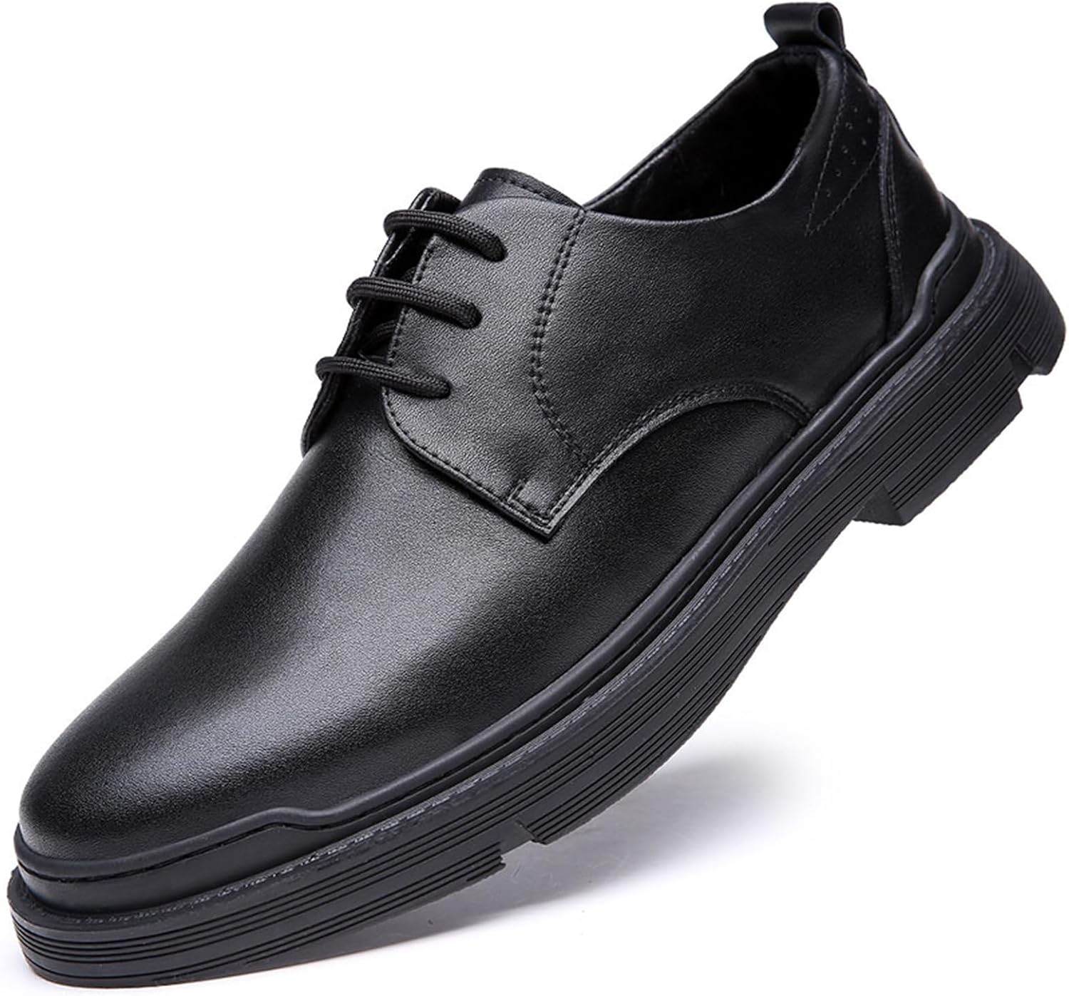 

Мужские кожаные кроссовки на шнуровке, модные низкие, с круглым носком, повседневные, без шнурков, кожаные, удобные, нескользящие, водонепроницаемые, деловые формальные туфли оксфорды Galonfulty, черный