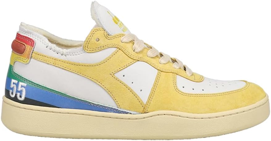 Мужские кроссовки Diadora Mi Basket Row Cut Denver 55 перфорированные на шнуровке, повседневные - желтые