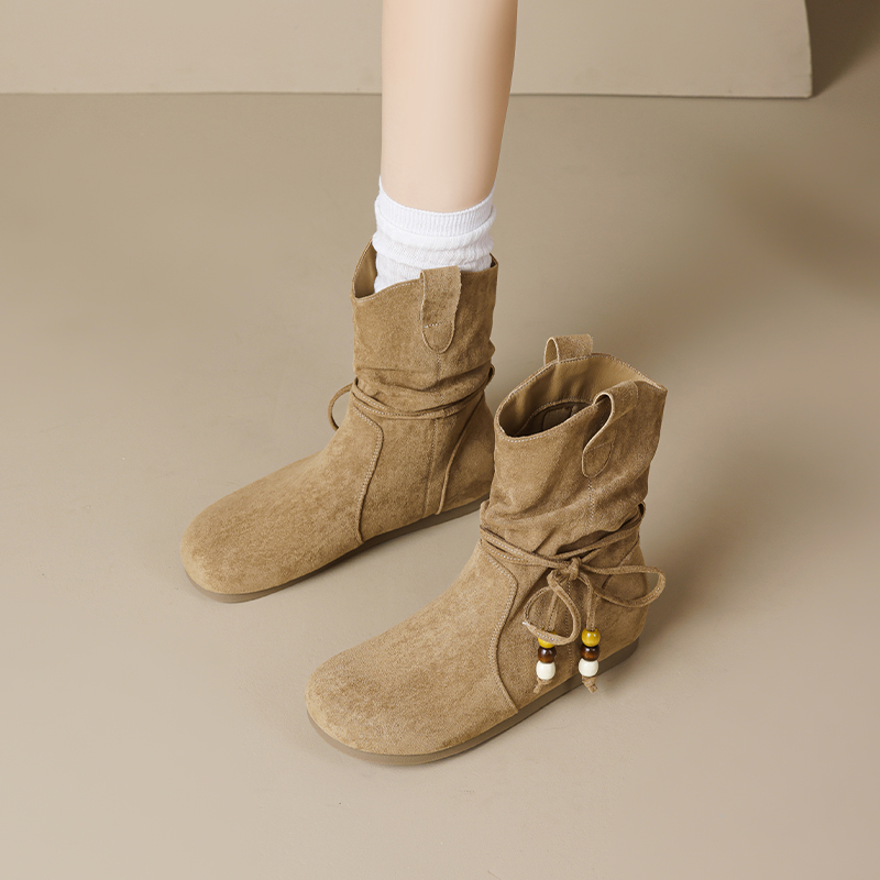 AGSDON Женские полусапожки каштановые хаки, цвет Khaki — фото 3