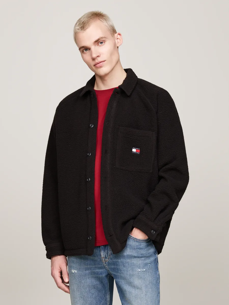 

Куртка-рубашка Tommy Jeans "TJM XS BADGE TEDDY OVERSHIRT", черный