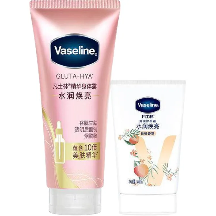 Vaseline Увлажняющий и осветляющий лосьон для тела с успокаивающим действием, 250 мл + 280 мл, Two-Piece Set: Hydrating Brightening Serums Body Lotion 150ml+White Peach Hand Cream 40ml