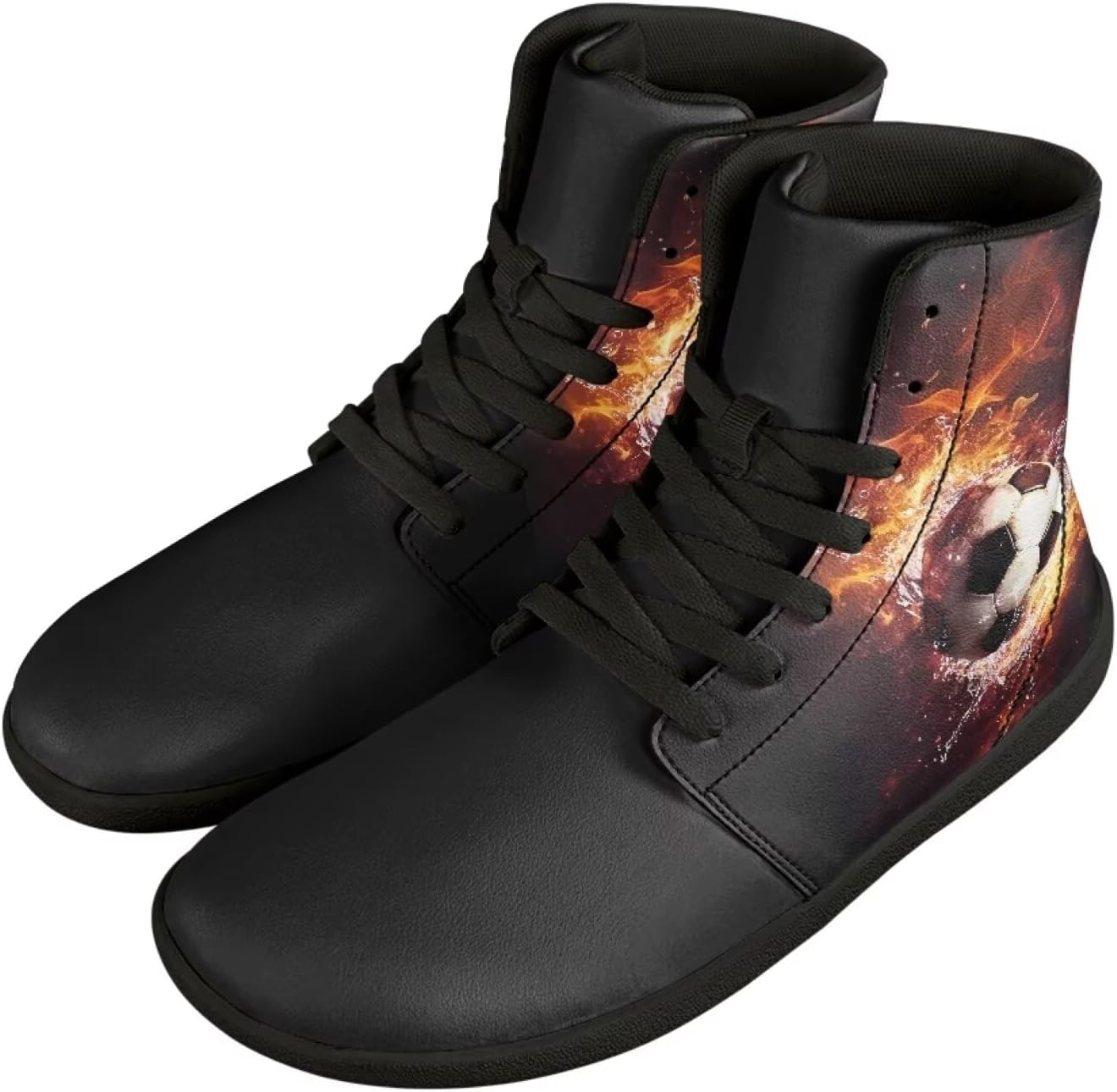 

Мужские широкие высокие минималистичные сникеры с босоножкой, подошвой нулевого перепада, для ходьбы, на шнуровке, на молнии, тренировочные и беговые кроссовки, модные сникеры Chririnla, Water Fire Flame Football