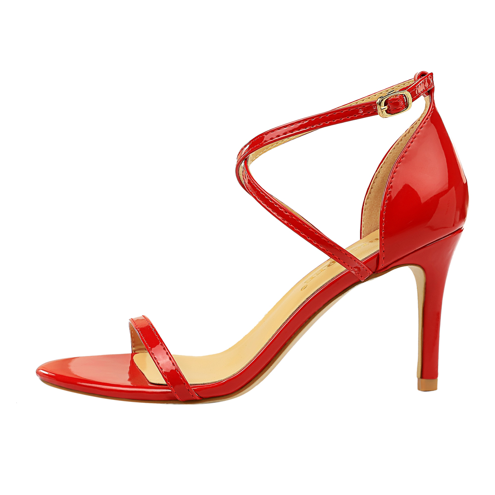 QITUMAUL Сандалии на бретельках 8 см женские красные, цвет Red[Heel Height 8cm]