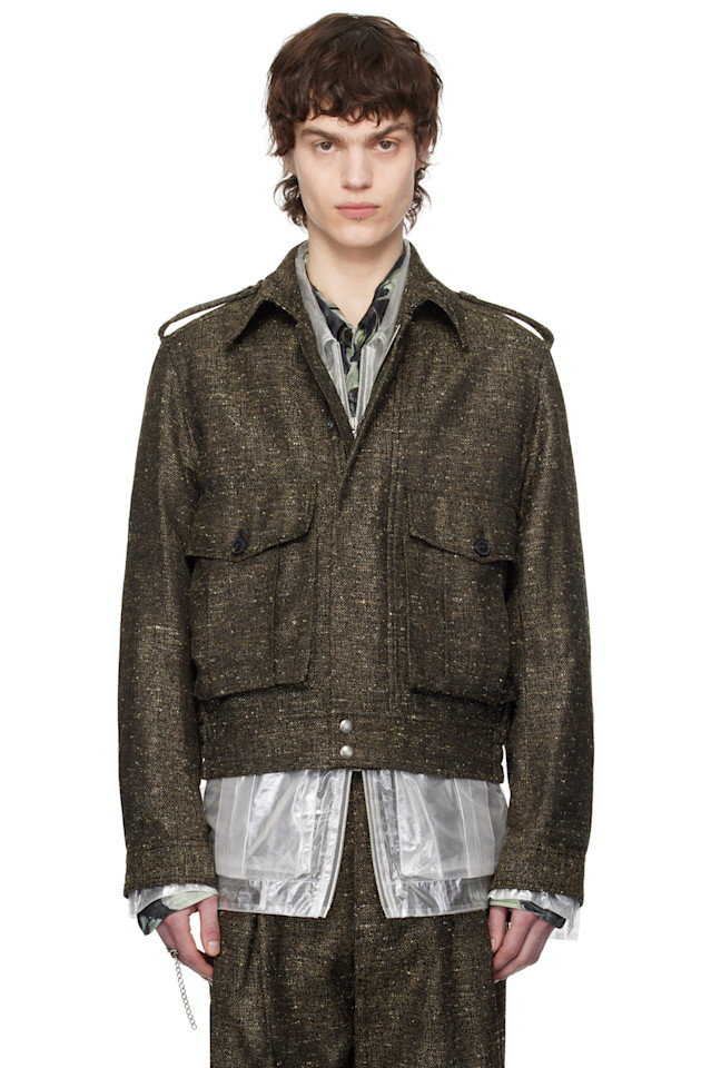 

Твидовый жакет Dries Van Noten, цвет mud