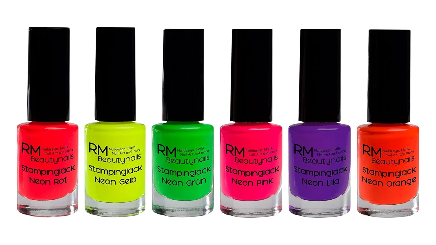 Набор неоновых лаков для стемпинга RM Beautynails, 6 цветов по 12 мл Rm Beautynails
