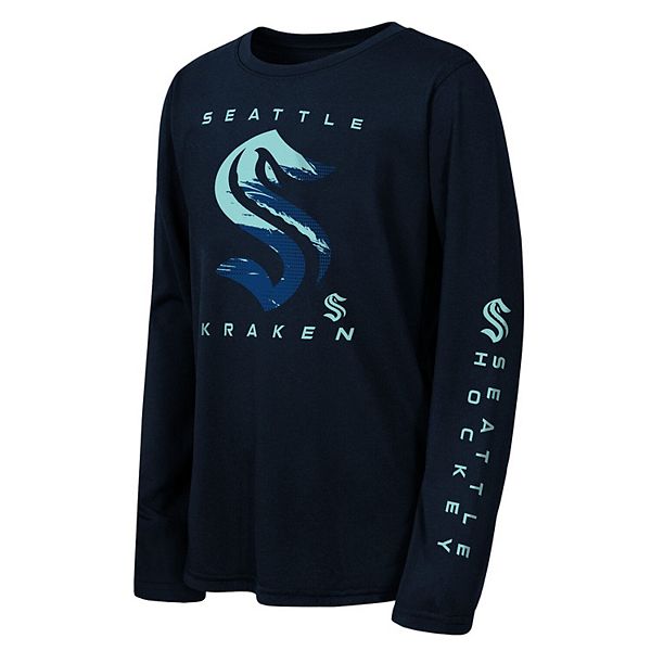 Футболка с длинным рукавом Youth deep sea blue Seattle Kraken Seize the Win Outerstuff — фото 2