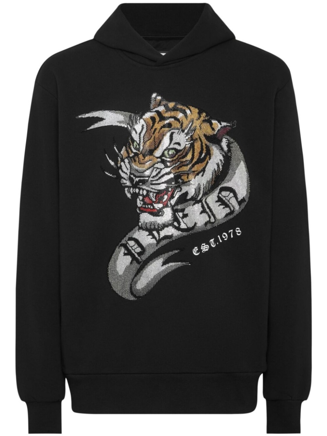 

Philipp Plein толстовка с капюшоном Crystal Tattoo, черный