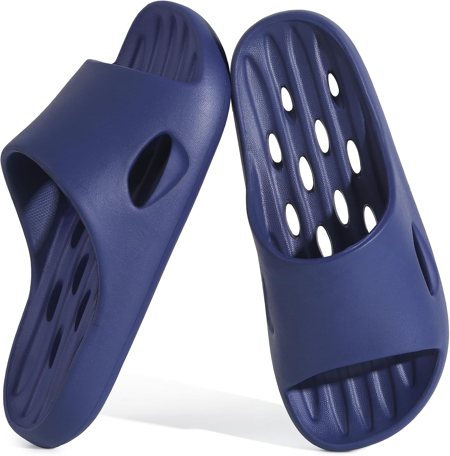 

Мужские шлепанцы для душа с отверстиями, быстро сохнут, женские нескользящие домашние тапочки для спальни, бассейна, спа, гостей, колледжа, общежития Aoowoll, синий