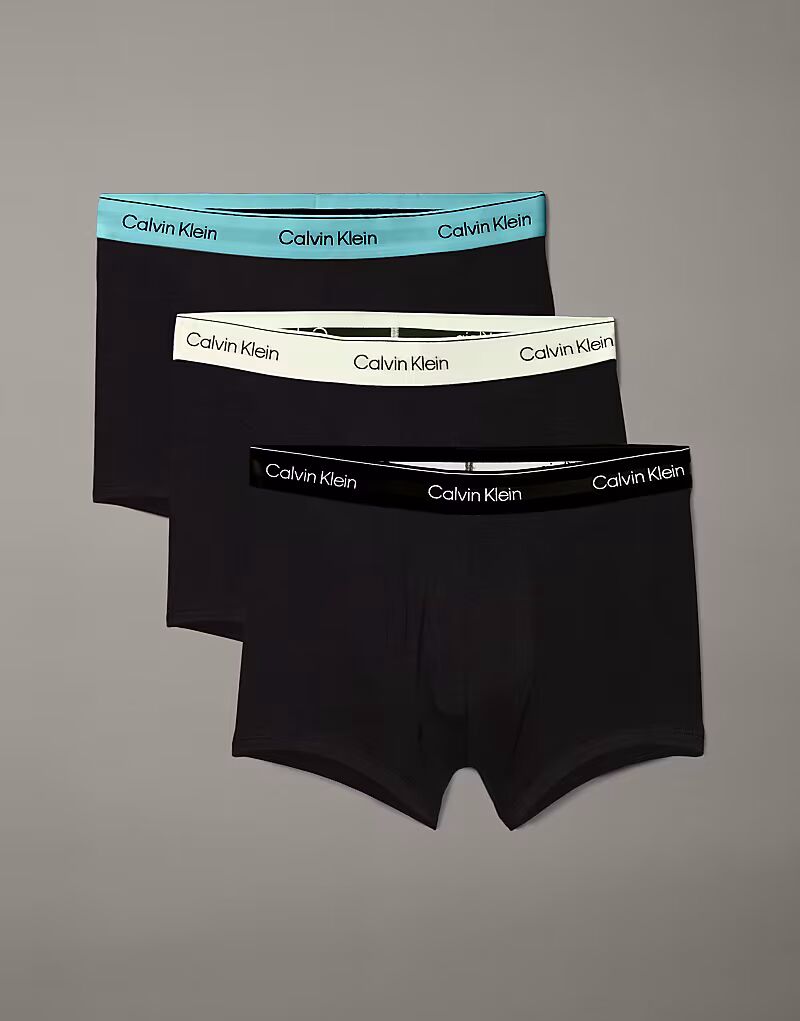 

Calvin Klein - Icon Cotton - комплект из 3 пар эластичных трусов черного цвета с черным поясом