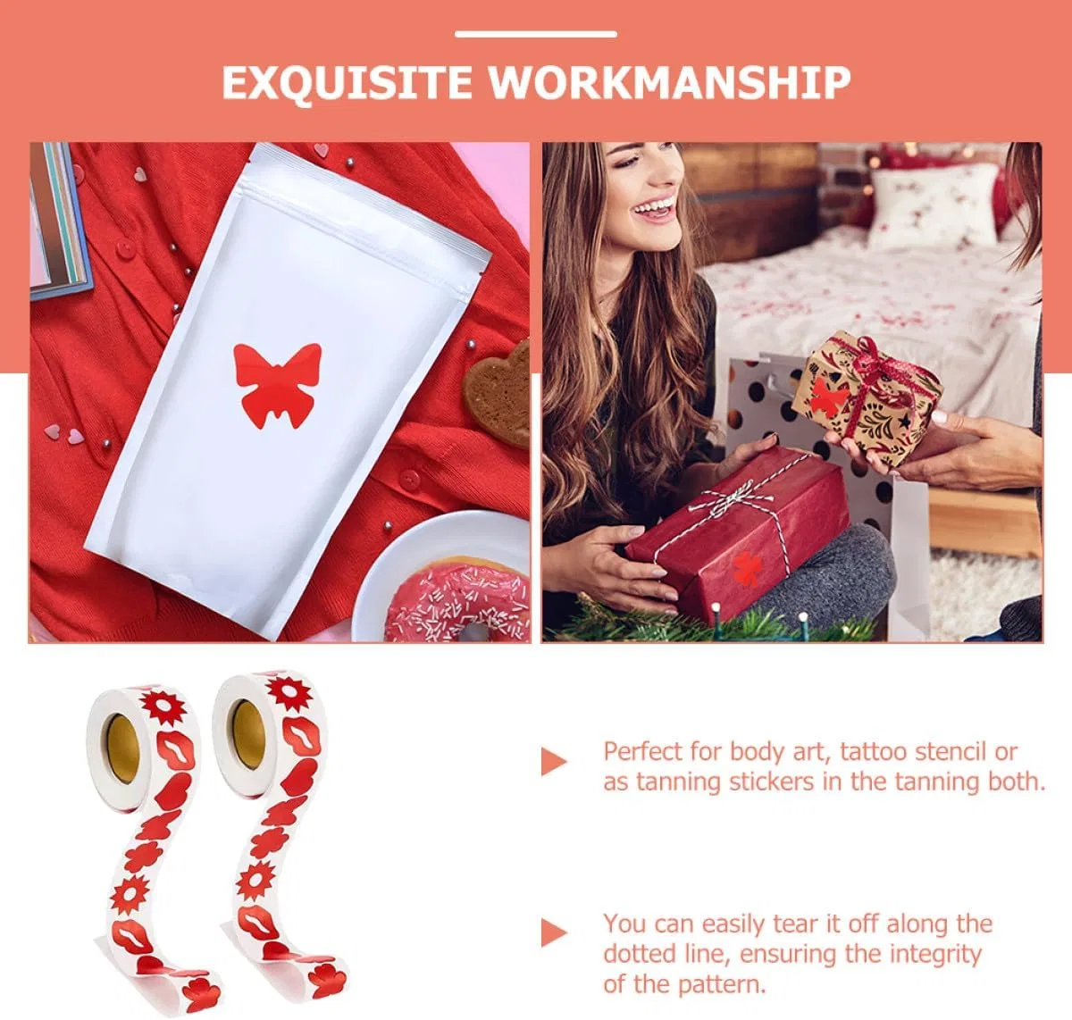 Стикеры для загара SOESFOUFU 2 рулона красный 500 шт — фото 3