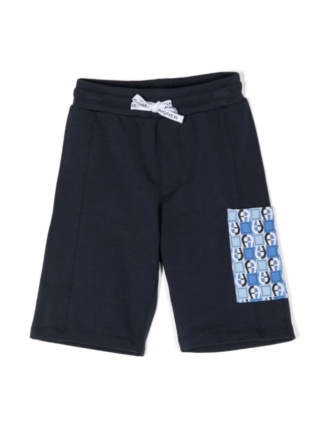 

Aigner logo-patch drawstring shorts, синий