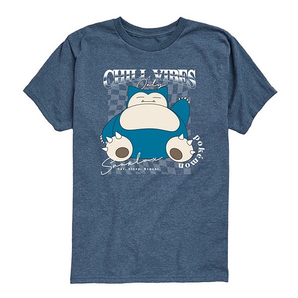 

Футболка с принтом Pokémon Snorlax chill vibes only для мальчиков 8-20 Licensed Character, Heather Blue