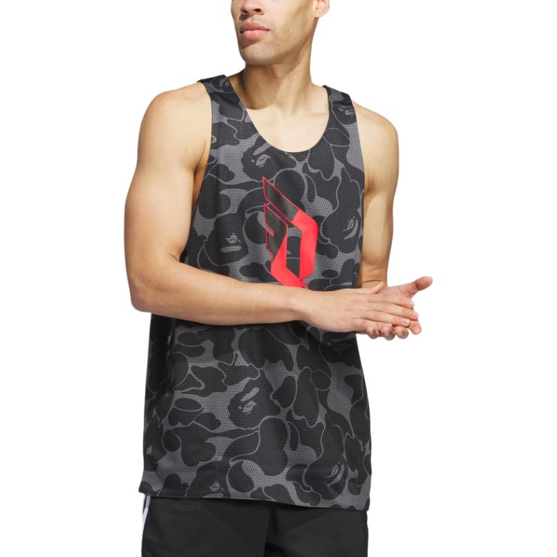 Джерси adidas x BAPE Dame 9 Reversible Basketball Jersey 'Carbon', серый — фото 2