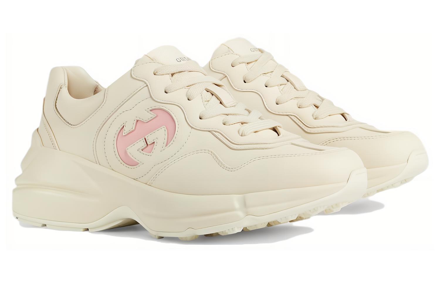 Женские кроссовки Rhyton 'Ivory Wild Rose' GUCCI, цвет слоновая кость белый — фото 2