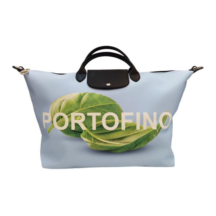 

Сумка через плечо из холста женская небесно-голубая LONGCHAMP