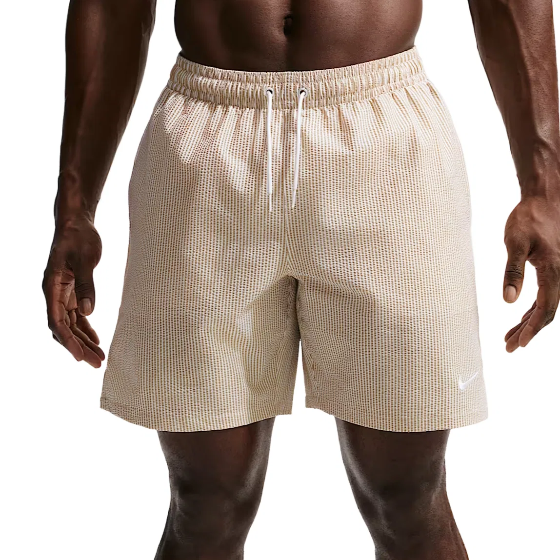 Пляжные шорты Nike Ripple Texture 7" Brief-Lined Volley Short в цвете Apricot Tea Brown/White